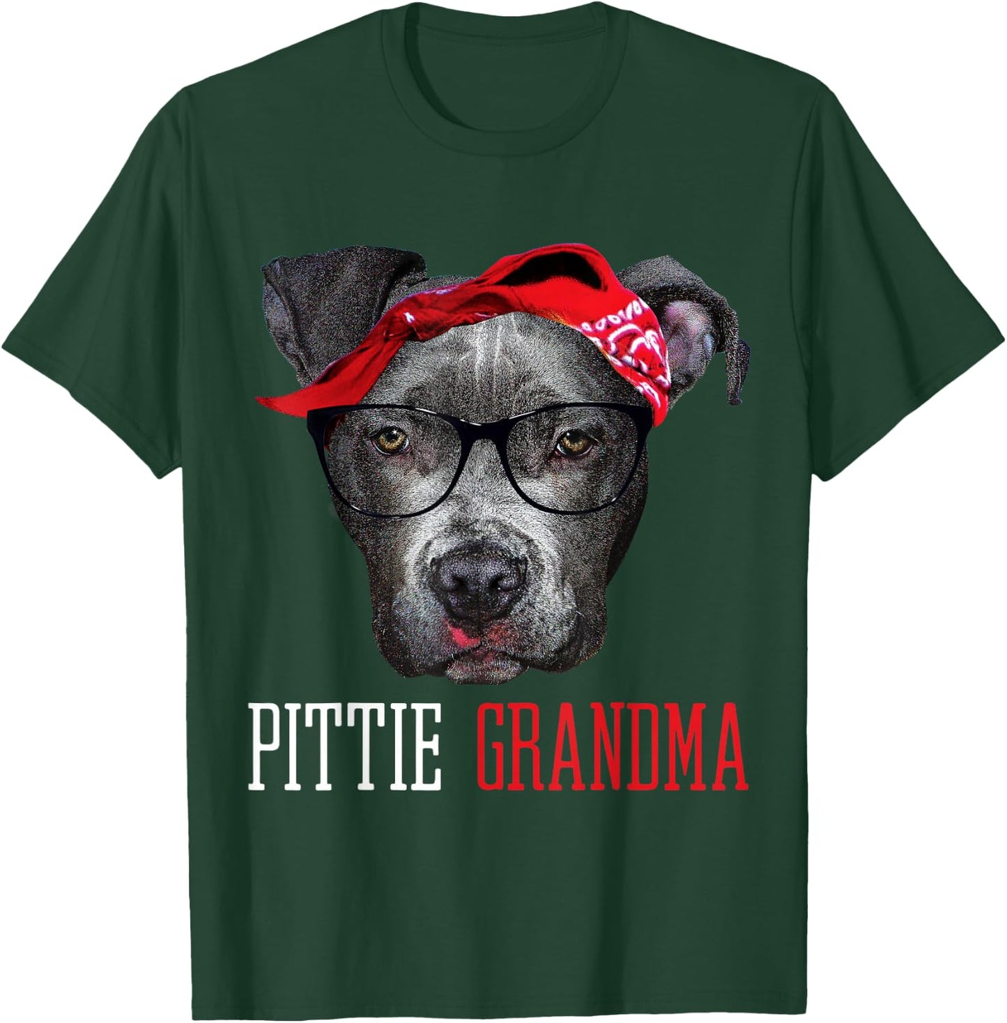 Pittie Grandma Granny Pitbull Dog Lovers Gift Women T-Shirt - T-Shirt | Forest