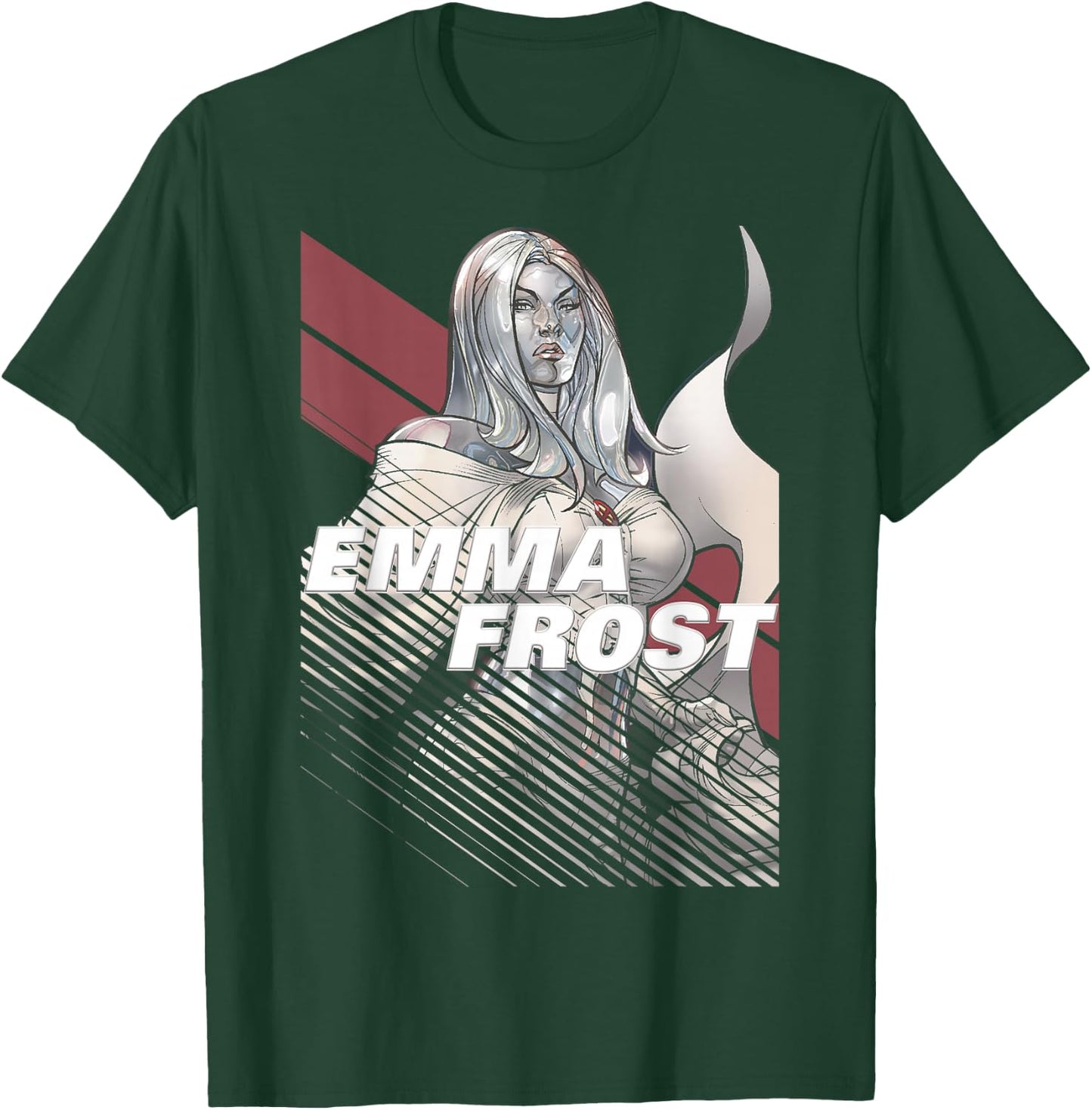 Marvel X-Men Emma Frost Moto-Stripe Fadeout Graphic T-Shirt - T-Shirt | Forest