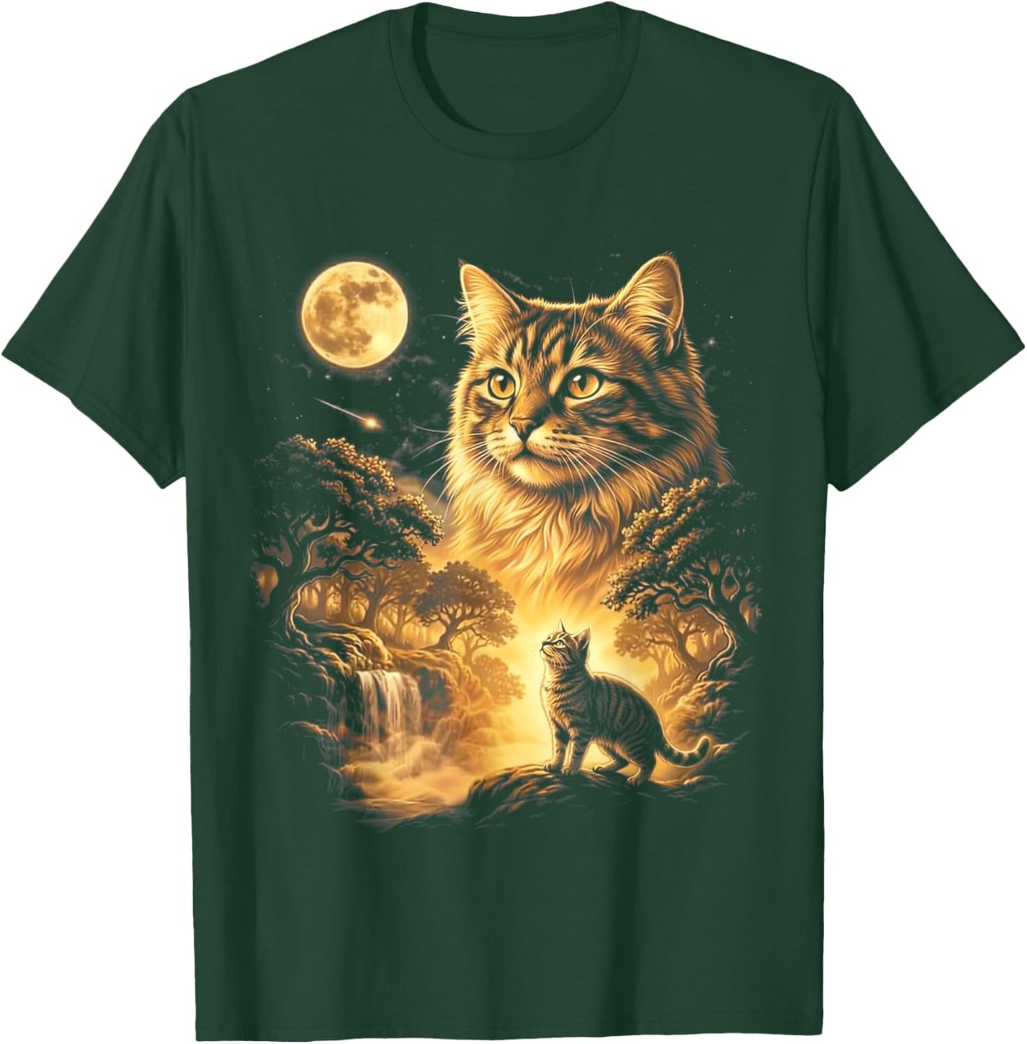 Cat Howling to The Moon Meme 90s Animal Graphic Cat T-Shirt - T-Shirt | Forest