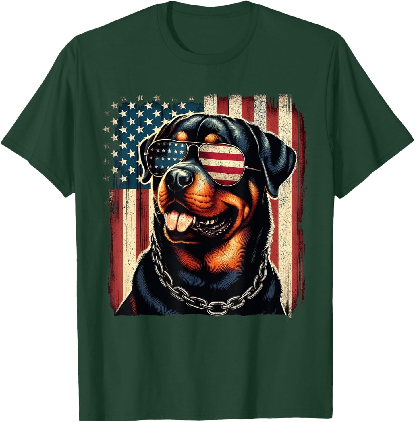 Rottweiler 4th of July American Flag Rottweiler Men T-Shirt - T-Shirt | Forest