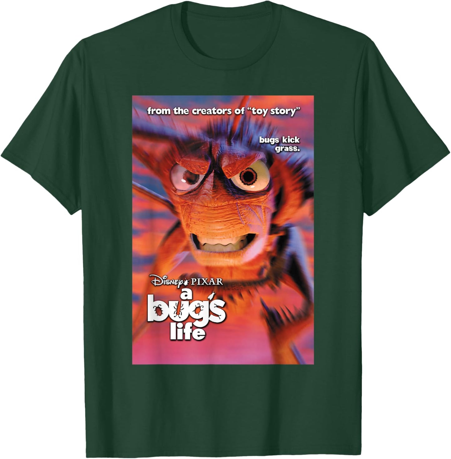 Disney Pixar A Bug's Life Hopper Bugs Kick Grass Poster T-Shirt - T-Shirt | Forest