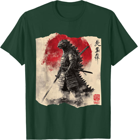 Samurai Kaiju Vintage Japanese Art Anime T-Shirt - T-Shirt | Forest