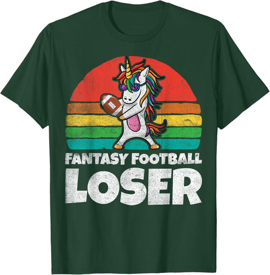 I Suck At Fantasy Football Loser Shirt Unicorn Draft Party T-Shirt - T-Shirt | Forest