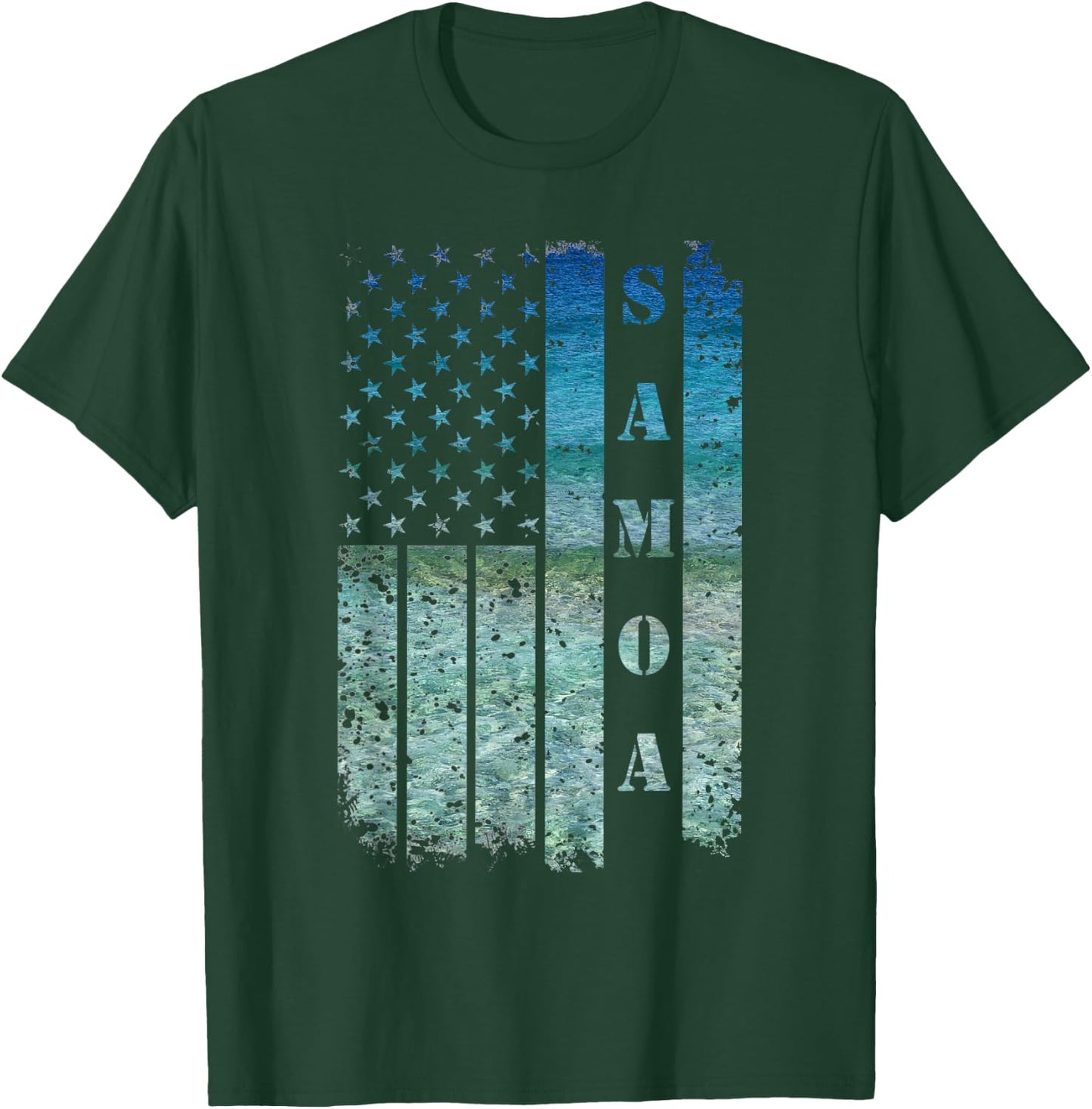 Vintage USA American Flag Samoa Samoan Beach Sunset Surfer T-Shirt - T-Shirt | Forest