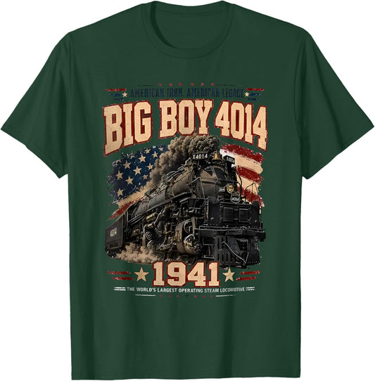 Big Boy 4014 Vintage Steam Locomotive Railroad Train Engine T-Shirt - T-Shirt | Forest