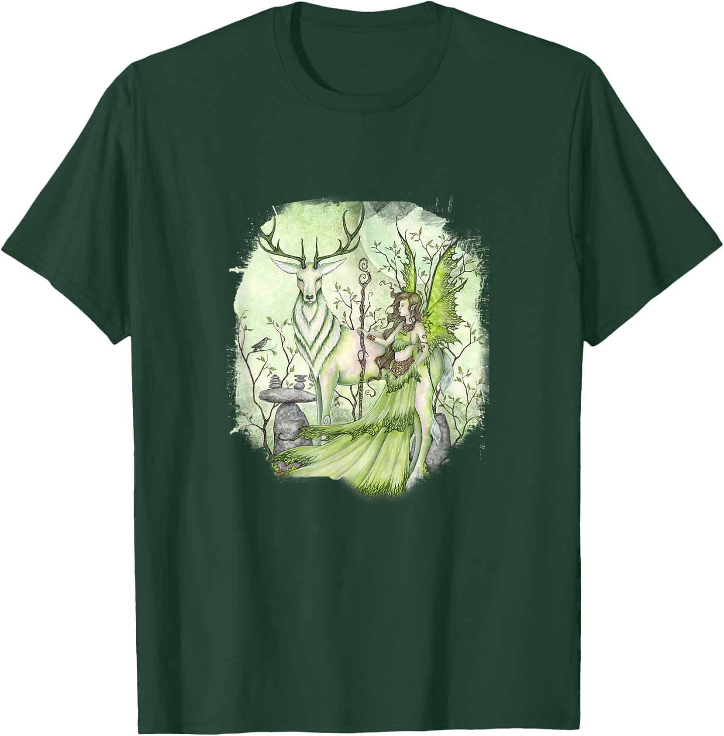 Amy Brown Art, Guardian Fairy Faery Reindeer T-Shirt - T-Shirt | Forest