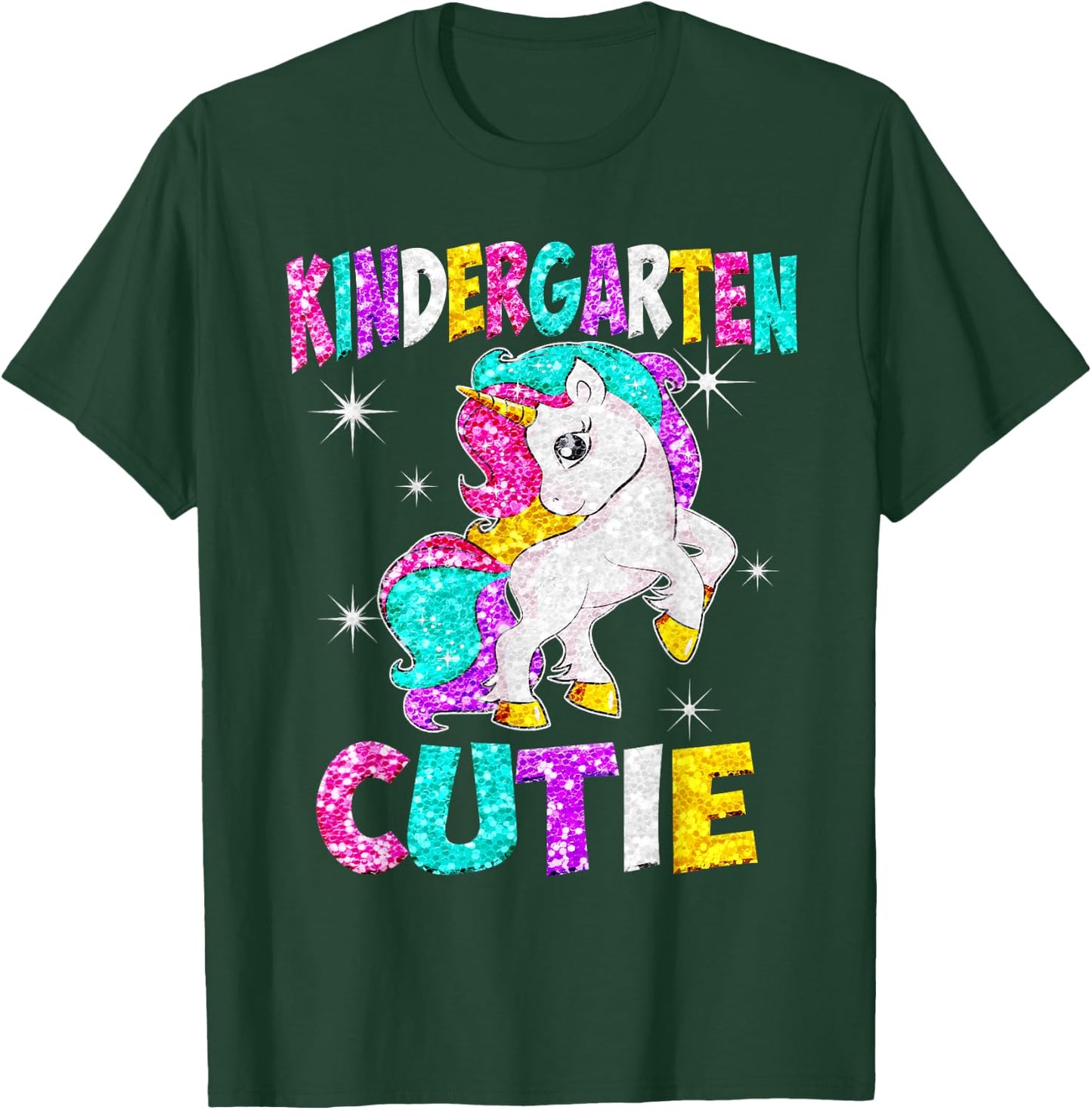 Kindergarten Cutie Unicorn Back to School T-Shirt - T-Shirt | Forest