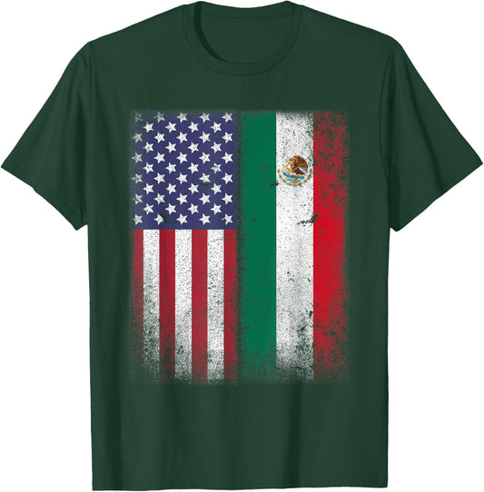Mexican American Flag Mexico USA Mexicana Mexicano T-Shirt - T-Shirt | Forest