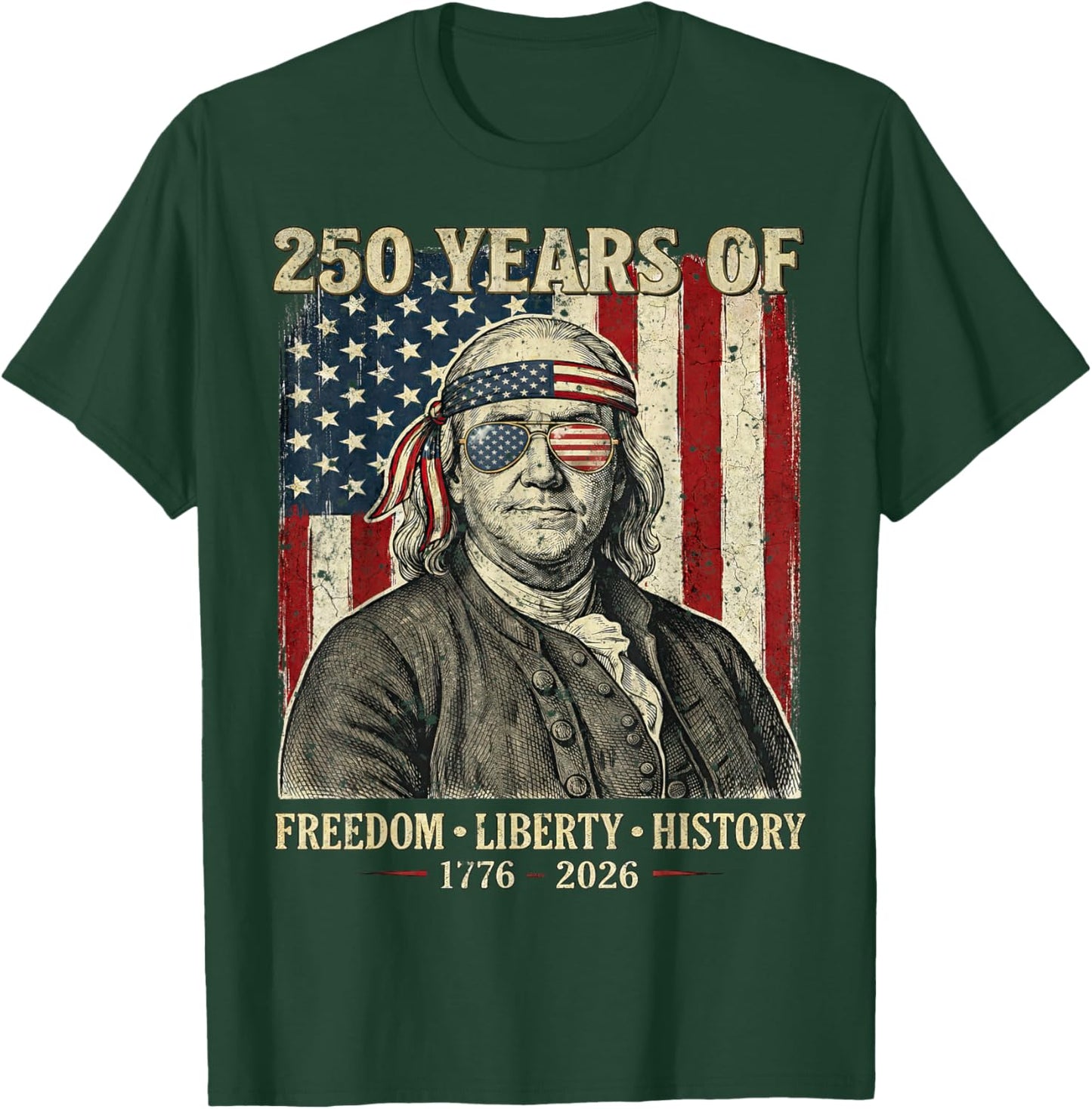 250 Years of Freedom Liberty History Founding Father Retro T-Shirt - T-Shirt | Forest