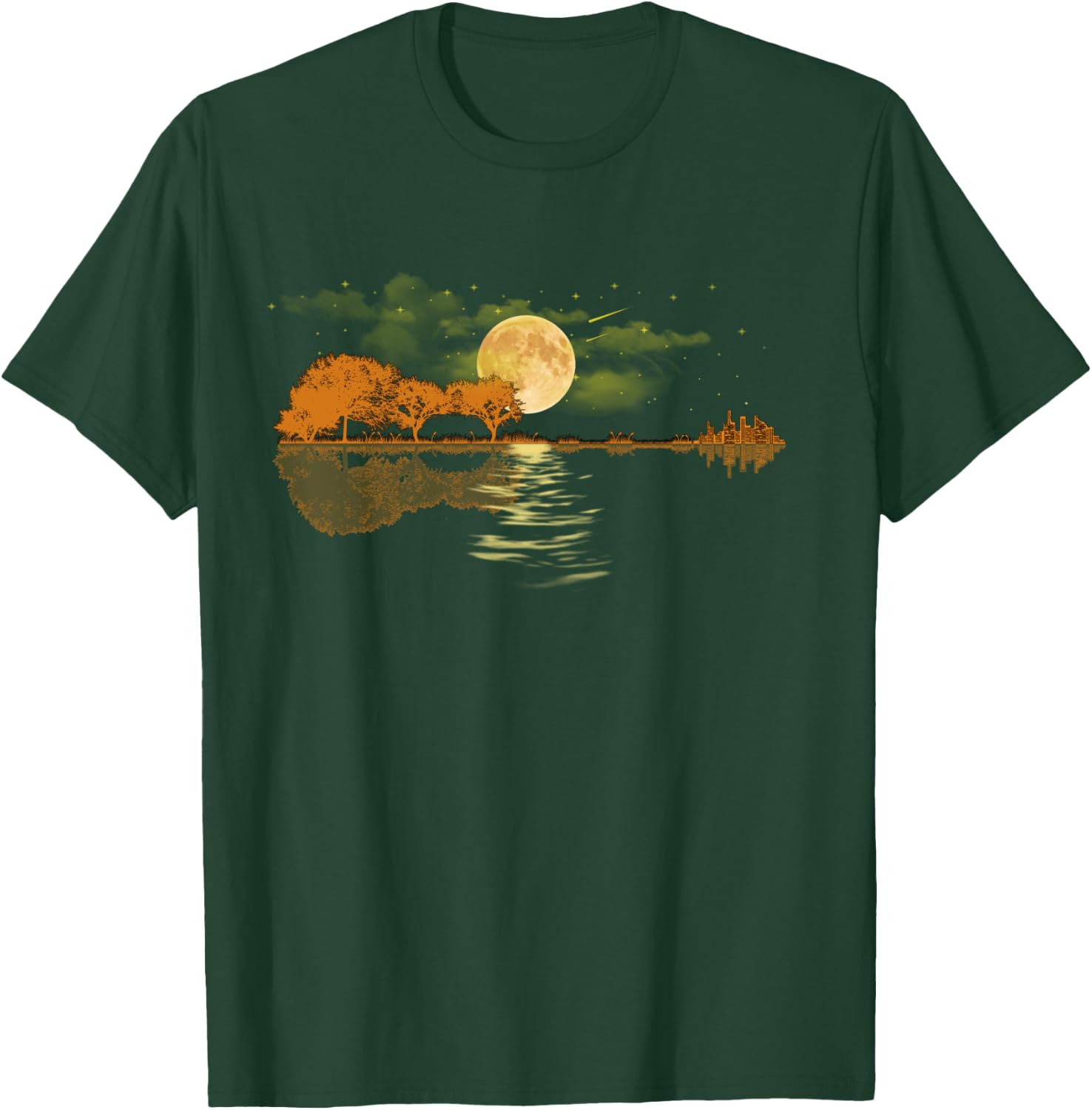 Acoustic Guitar Lake Player Nature, Birthday T-Shirt - T-Shirt | Forest