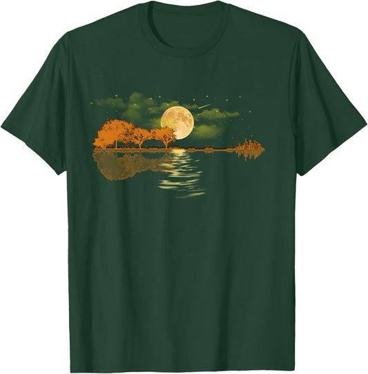 Acoustic Guitar Lake Player Nature, Birthday T-Shirt - T-Shirt | Forest