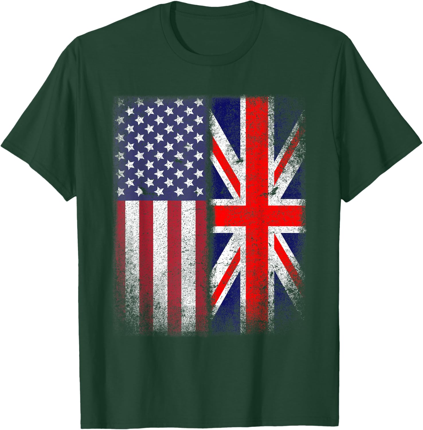 British American Flag Union Jack England Usa T-Shirt - T-Shirt | Forest