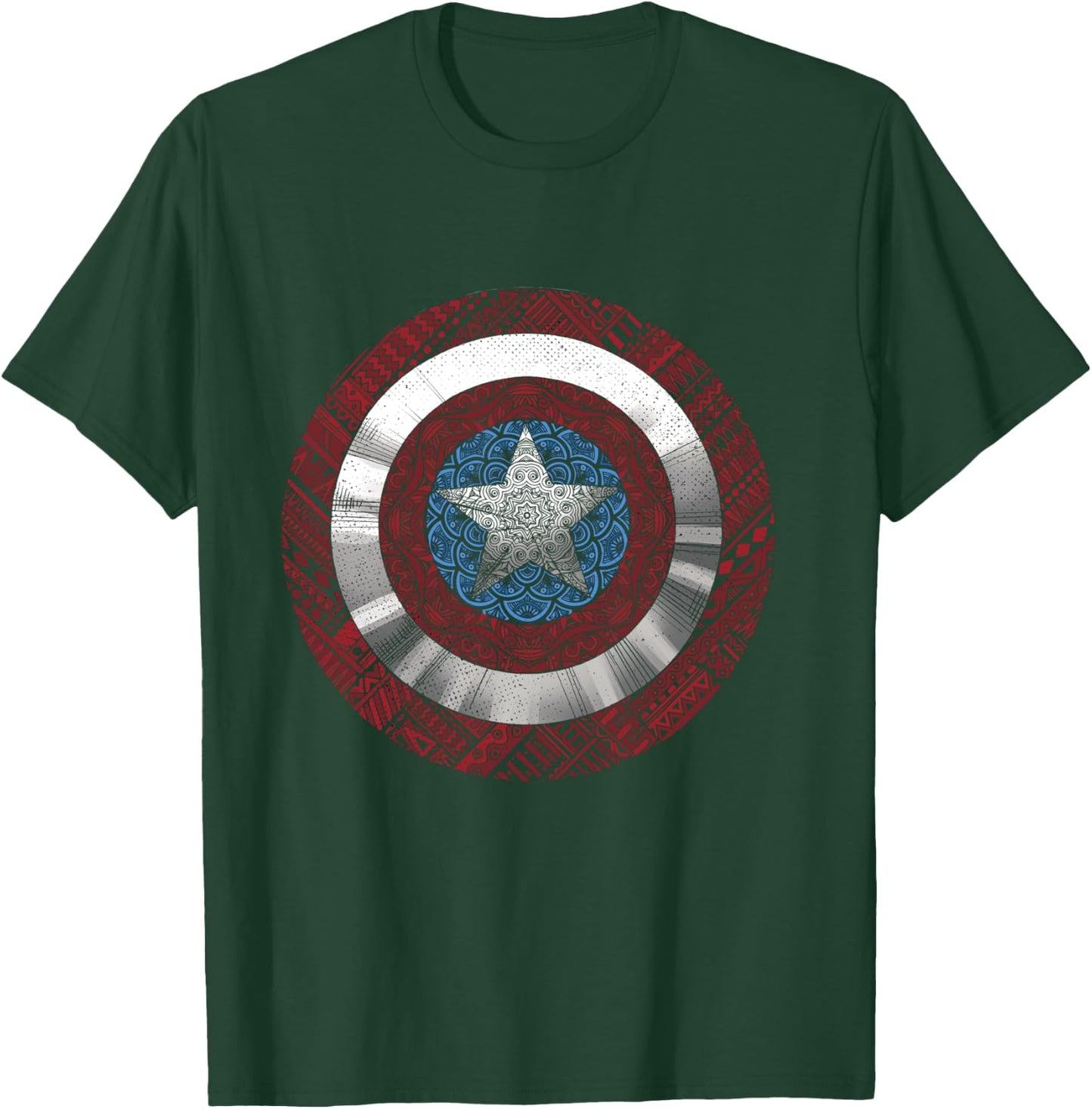 Marvel Captain America Avenger Ornate Shield T-Shirt - T-Shirt | Forest