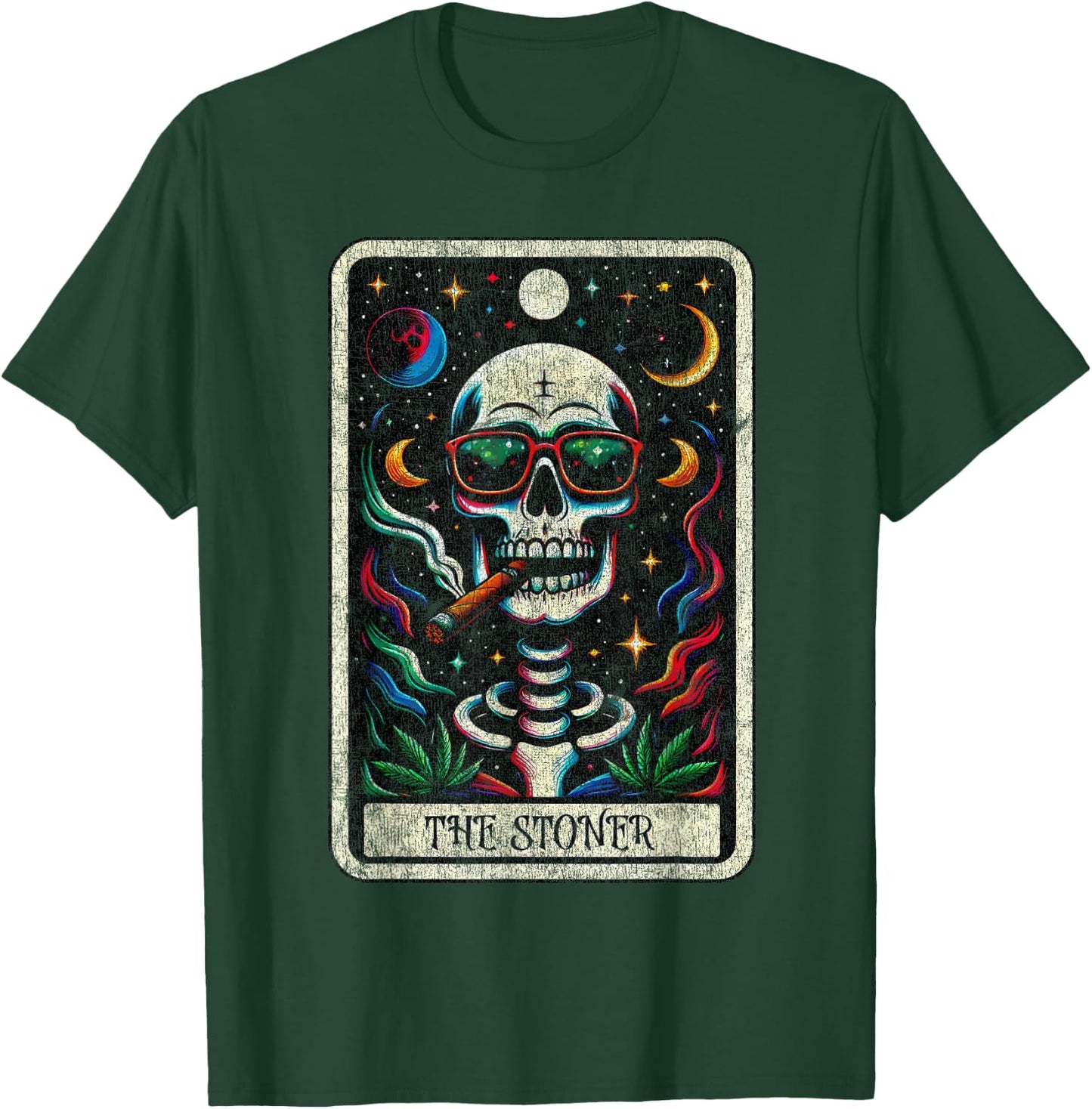 Tarot Card The Stoner Weed Lover Skeleton 420 Cannabis Party T-Shirt - T-Shirt | Forest