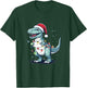 Santa Hat Trex Dinosaur Christmas Lights T-rex Moms Dads T-Shirt - T-Shirt | Forest