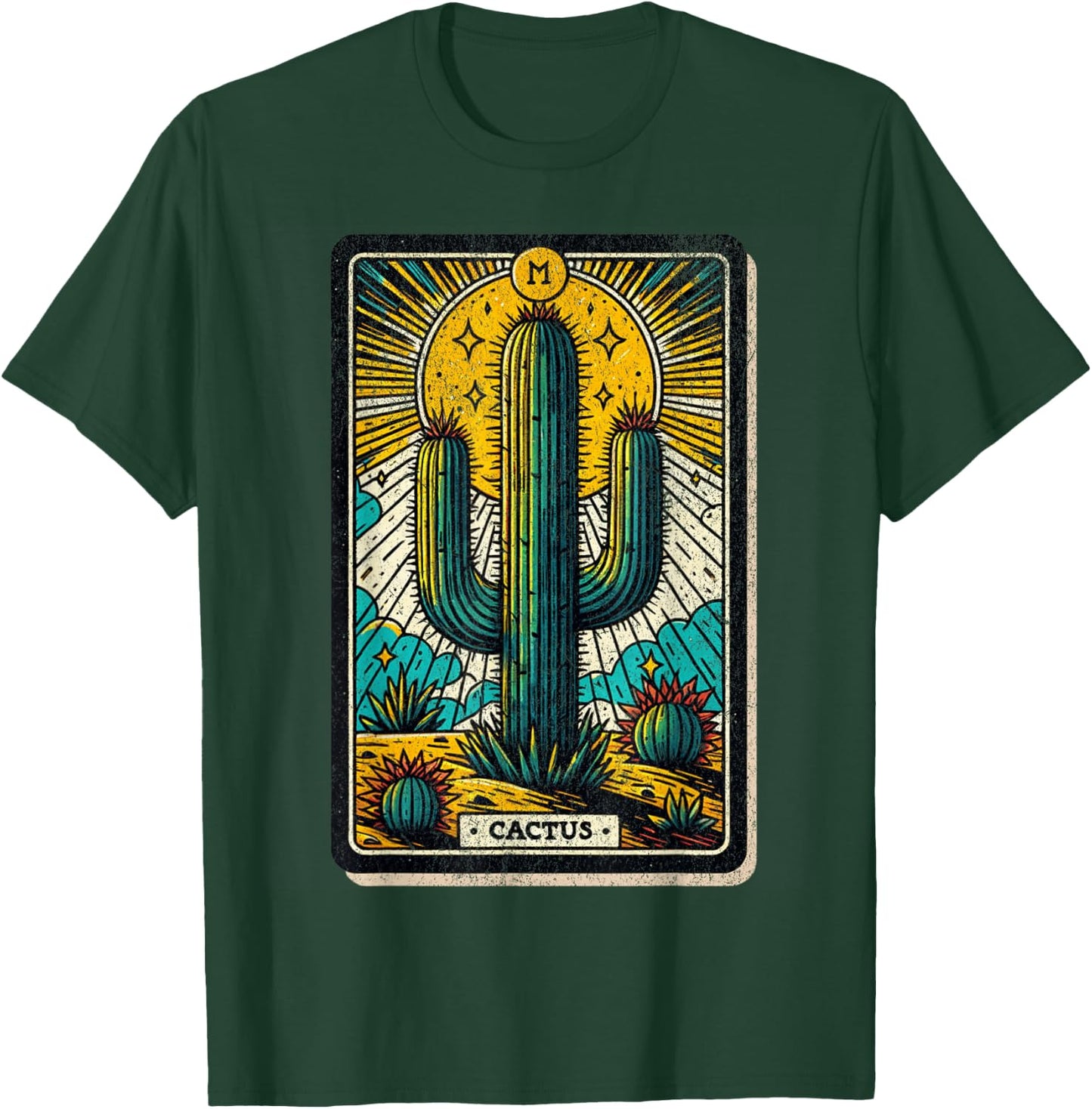 Vintage Saguaro Cactus Tarot Card Desert Cacti Southwest T-Shirt - T-Shirt | Forest