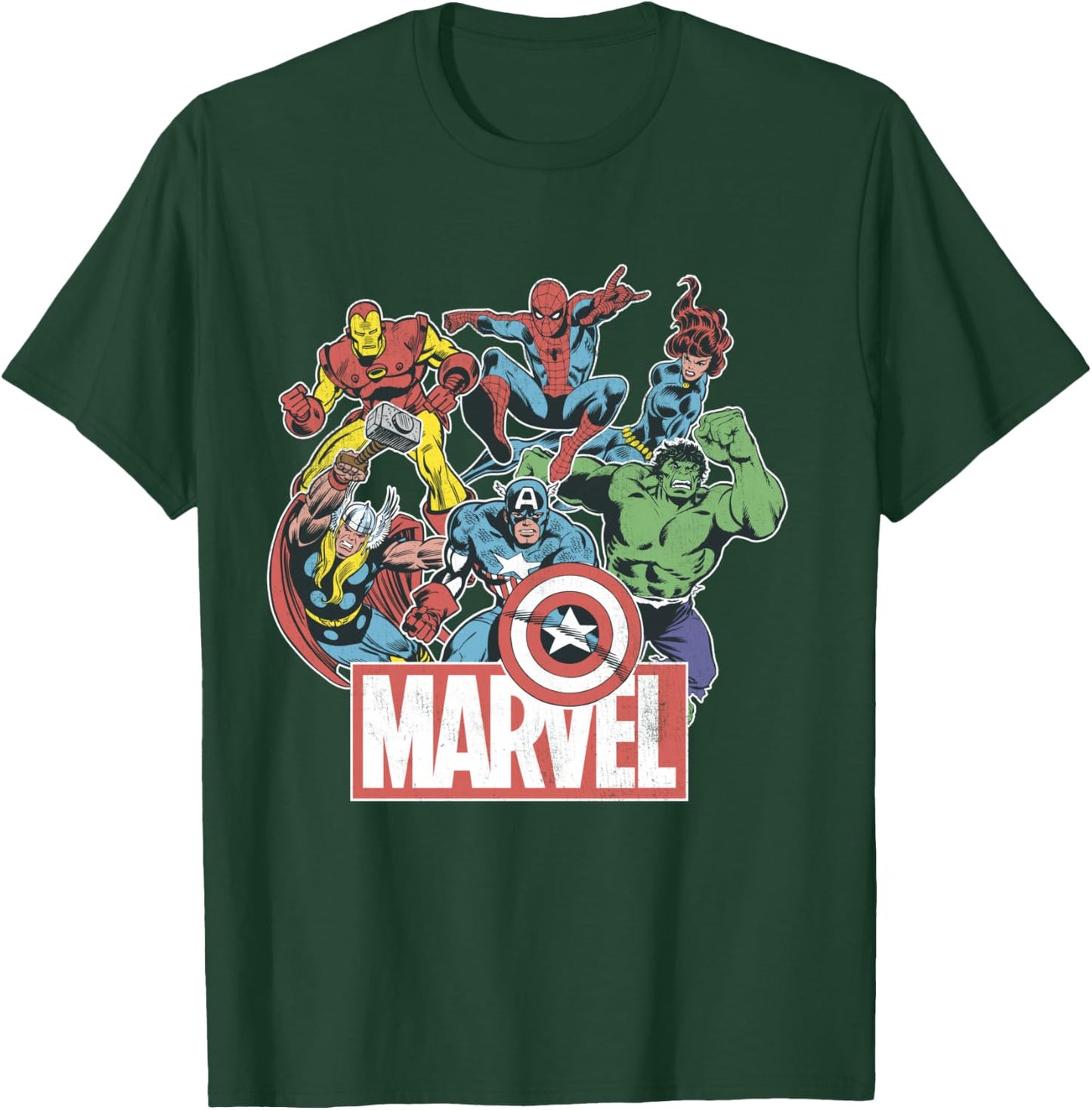 Marvel Avengers Team Retro Comic Vintage T-Shirt - T-Shirt | Forest