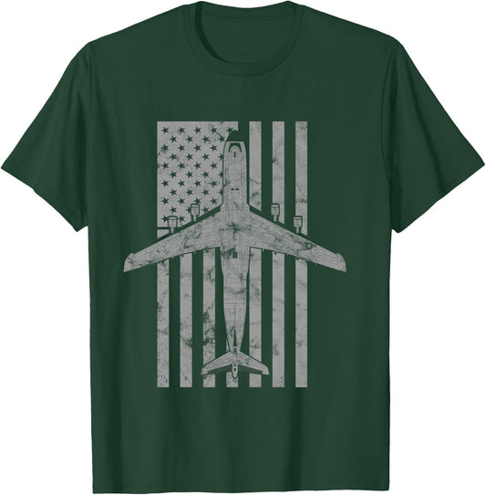 C-5 Galaxy Military Transport Airplane Vintage Flag T-Shirt - T-Shirt | Forest