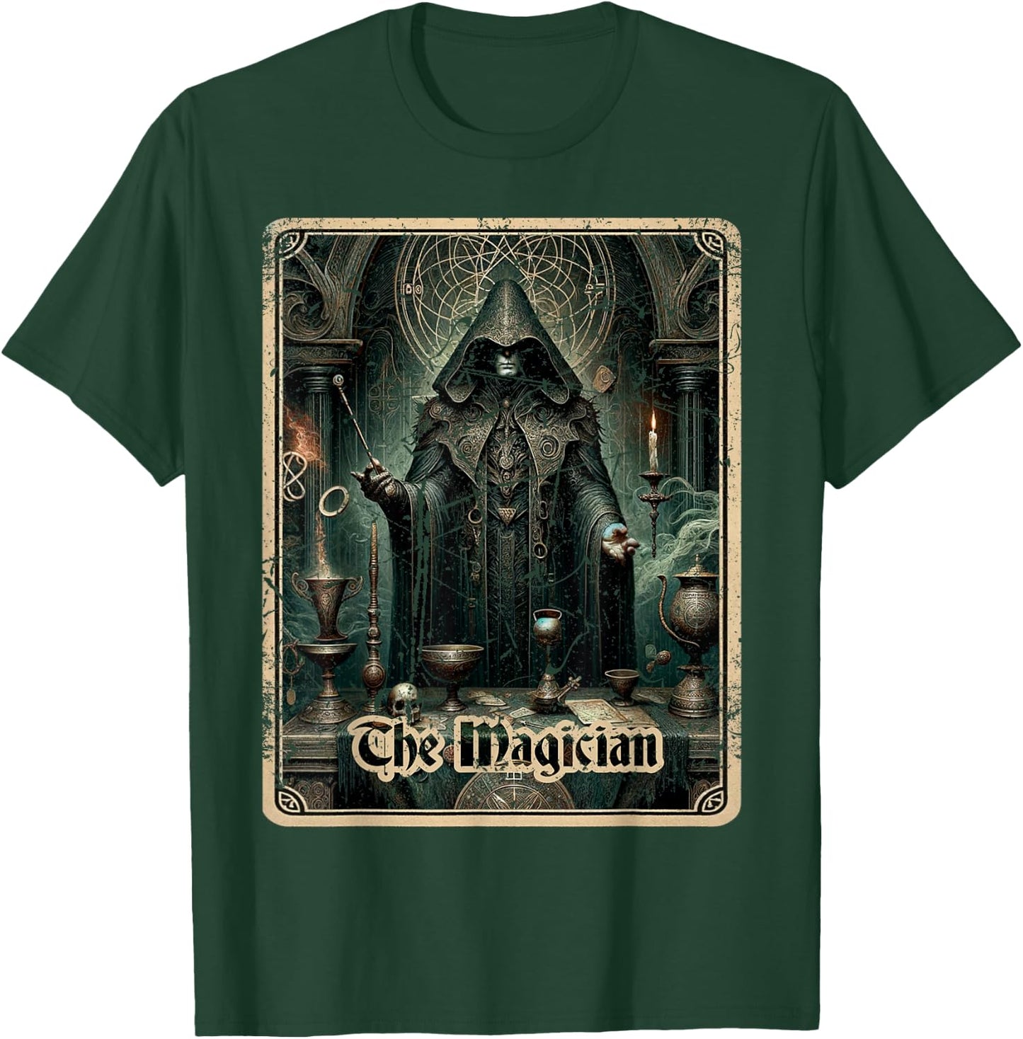 Magician Tarot Card Black Horror T-Shirt - T-Shirt | Forest
