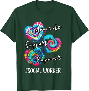 Advocate Support Empower Tie dye a Family work Social Worker T-Shirt - T-Shirt | Forest