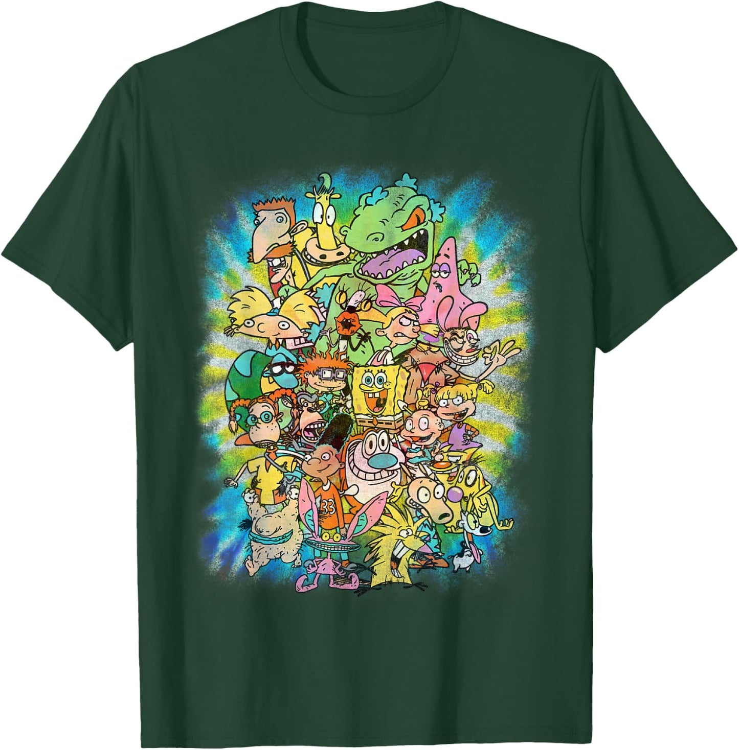 Nickelodeon Ultimate Nick 90s Character Tie Dye Style T-Shirt - T-Shirt | Forest