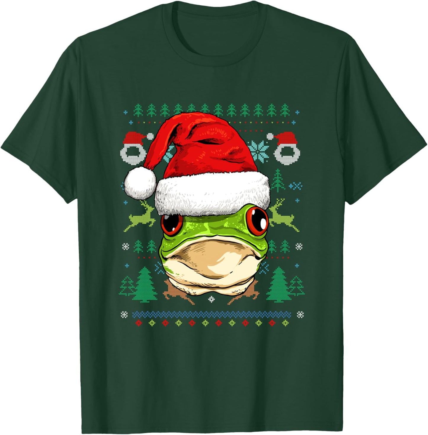 Frog Ugly Christmas Santa Hat Xmas Kids Boys Girls T-Shirt - T-Shirt | Forest