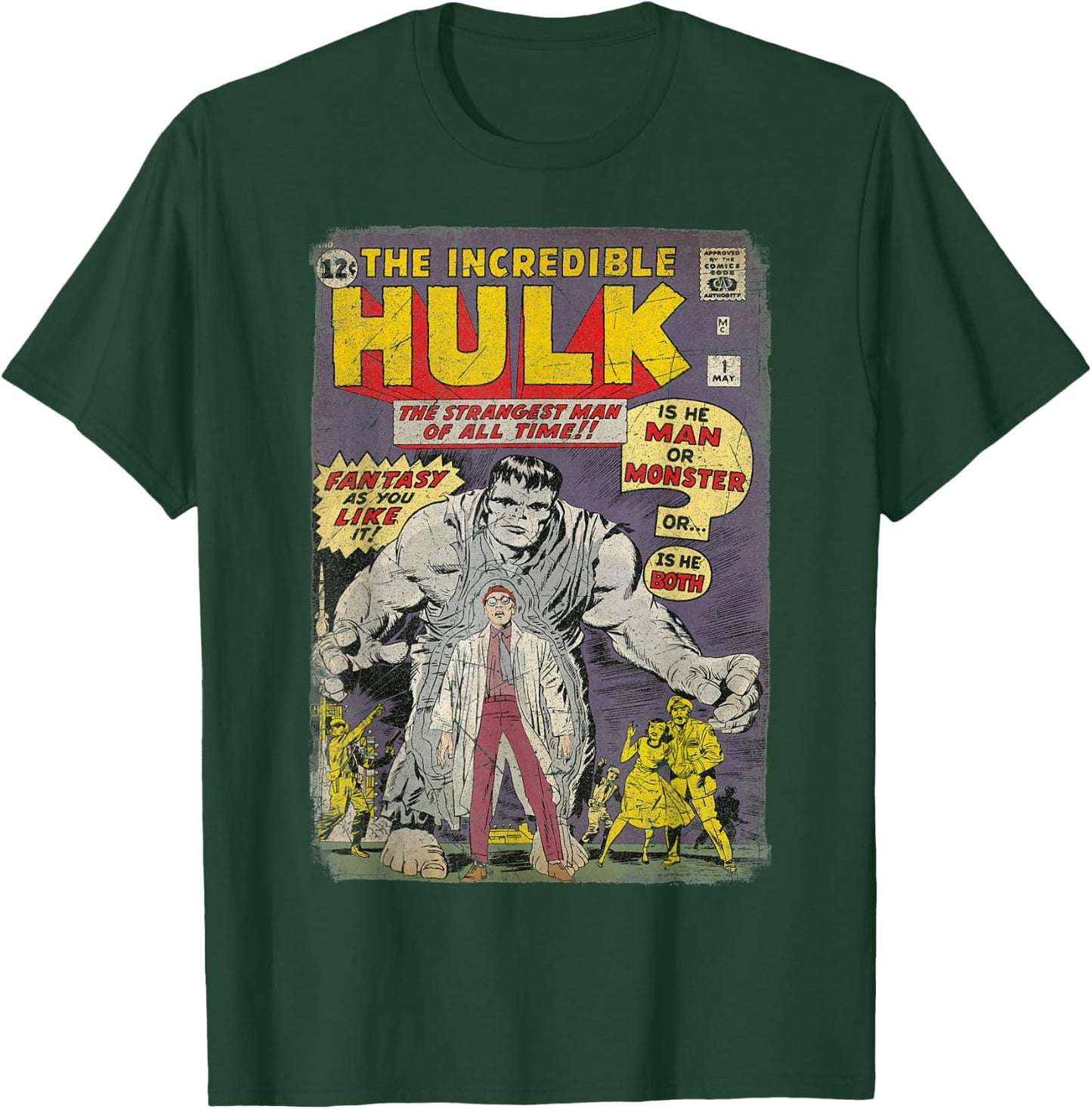 Marvel The Incredible Hulk Classic Retro Comic Book T-Shirt - T-Shirt | Forest