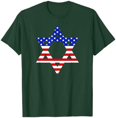 Star of David American Flag Proud Patriotic Jewish Graphic Kids Men T-Shirt - T-Shirt | Forest