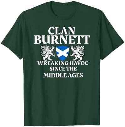 Clan Burnett Scottish Family Kilt Tartan Lion T-Shirt - T-Shirt | Forest
