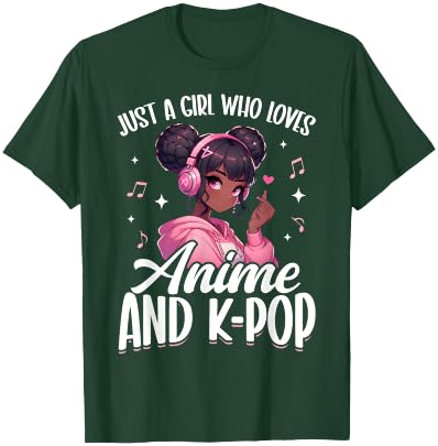 Just A Girl Who Loves Anime and K-Pop African American Afro T-Shirt - T-Shirt | Forest