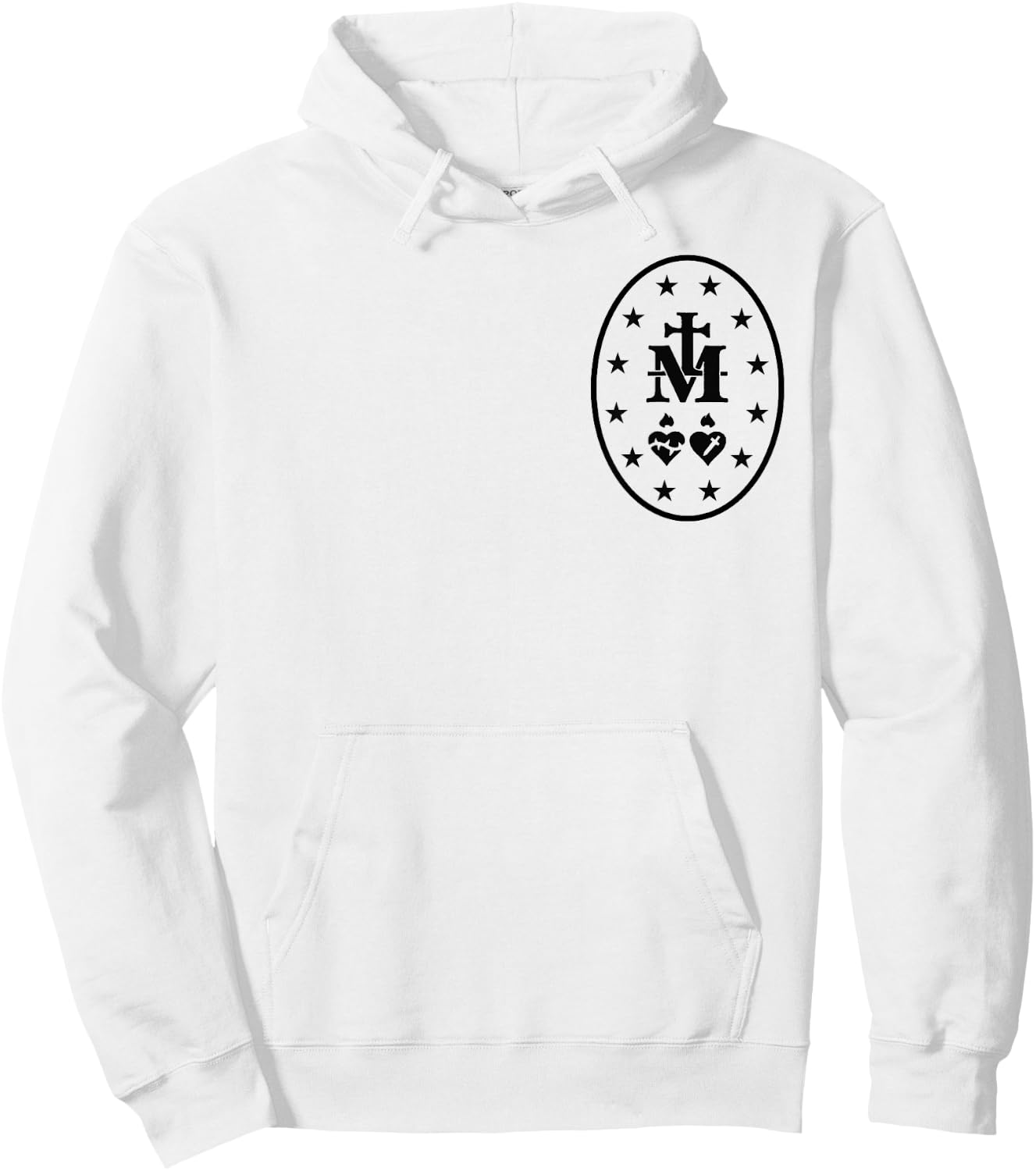 Miraculous Medal Catholic Virgin Mary Sacred Heart Hoodie - Hoodie | White