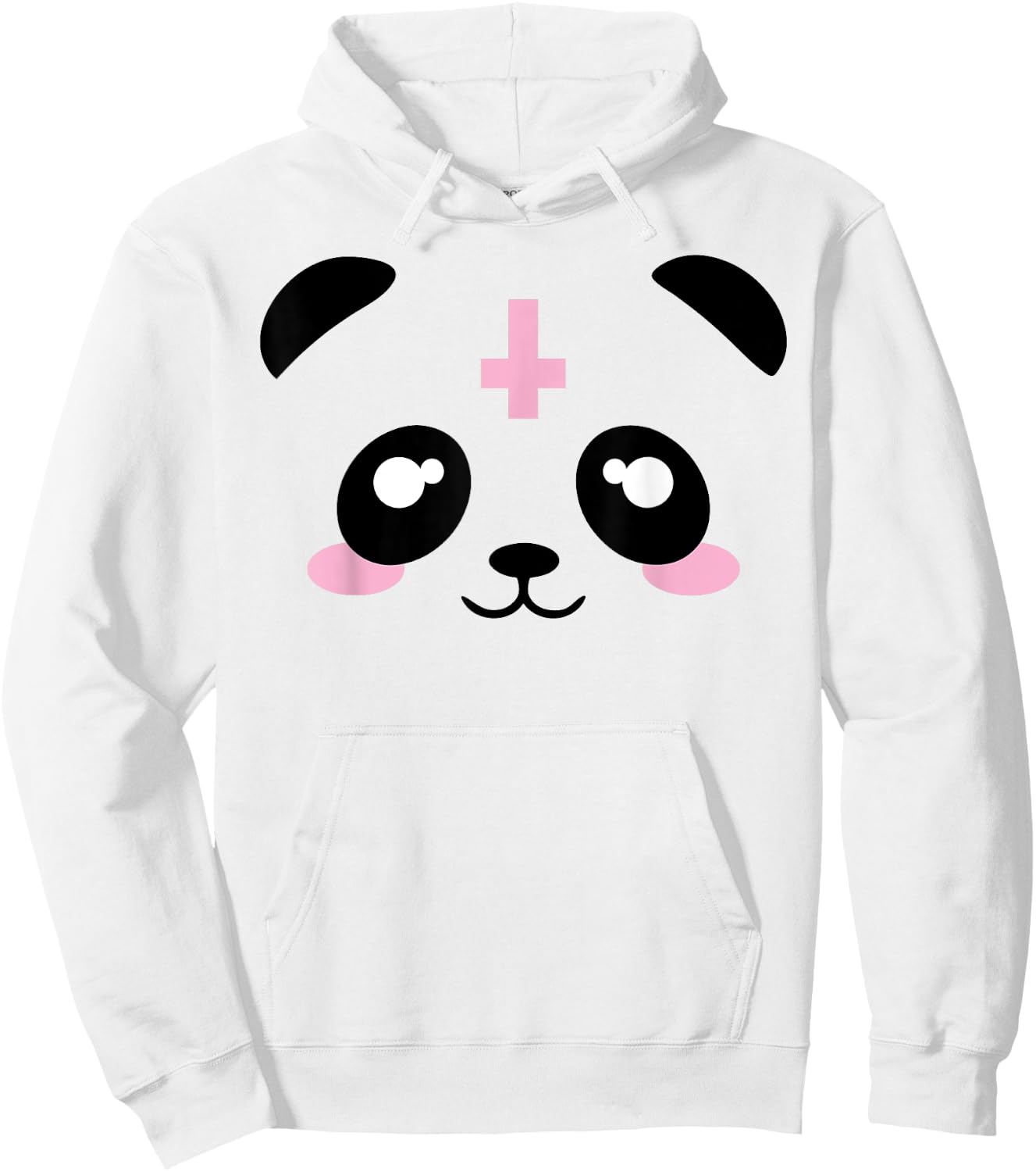 Pastel Goth Kawaii Punk Upside Down Cross Panda Shirt Hoodie - Hoodie | White
