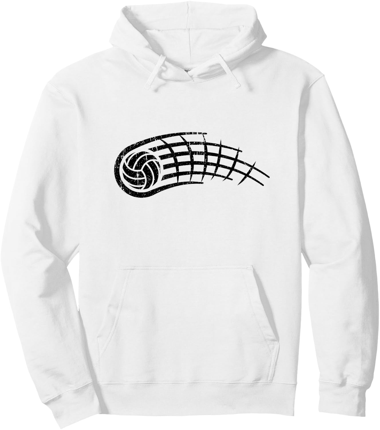 Black and White Volleyball Logo Sports Tribal Distressed Hoodie - Hoodie | White