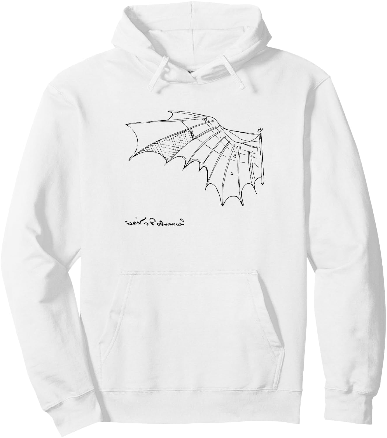 Leonardo Da Vinci Flying T Shirt, Artwork Sketch Hoodie - Hoodie | White
