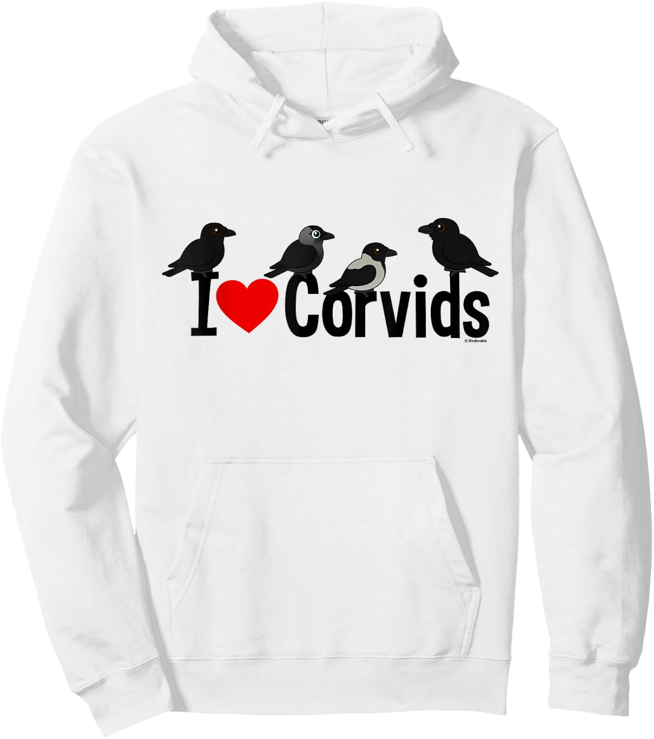 Crows, Ravens, Jackdaws! Cute I Love Corvids Cartoon Hoodie - Hoodie | White