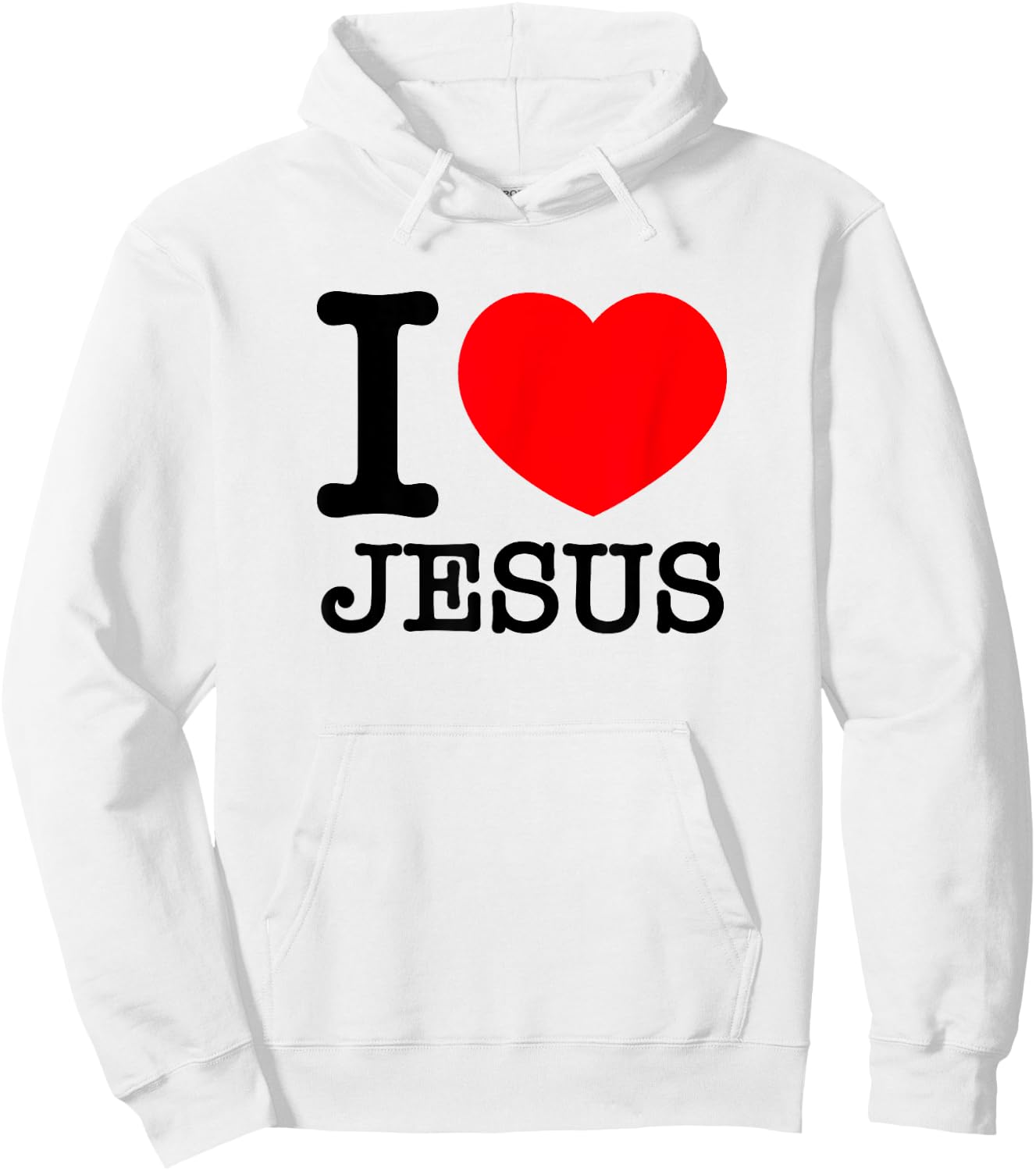 I Love (Heart) Jesus - Red Heart Black Text Design Hoodie - Hoodie | White