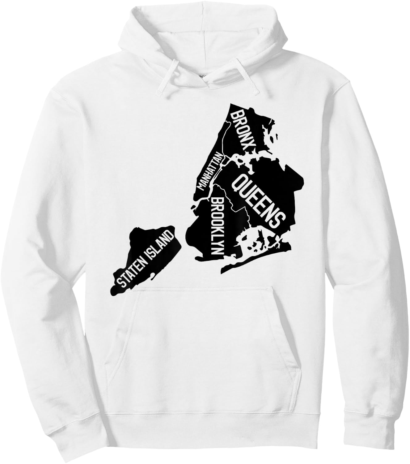 New York City Boroughs Map Hoodie - Hoodie | White