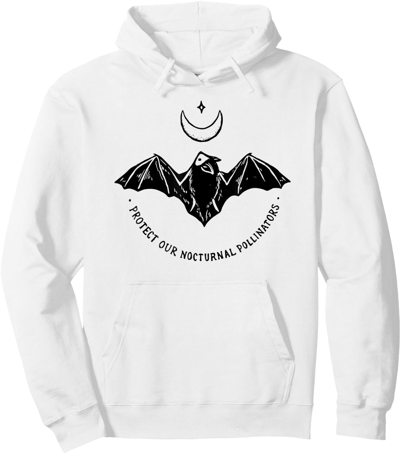 Protect Our Nocturnal Polalinators Bat with Moon Halloween Hoodie - Hoodie | White