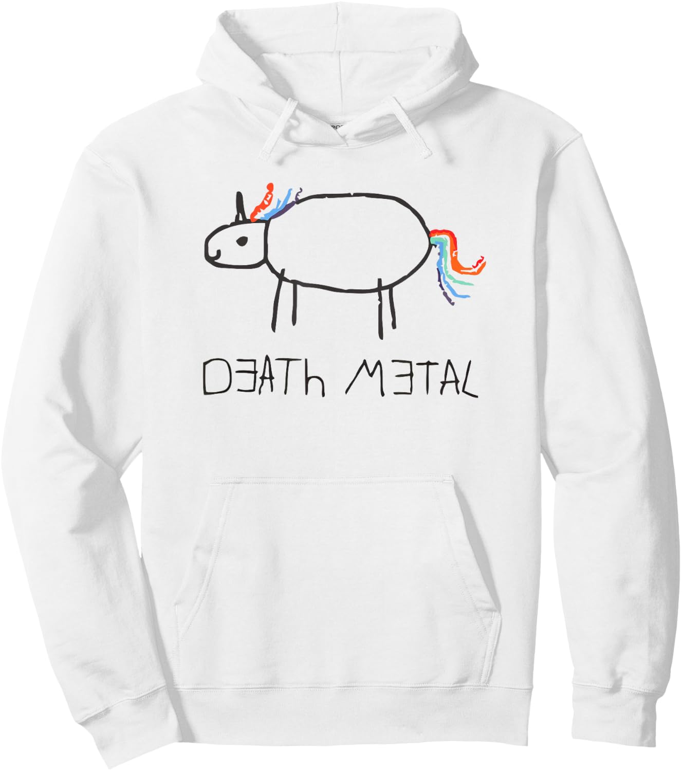 Funny Cute Death Metal Crayon Unicorn Hoodie - Hoodie | White