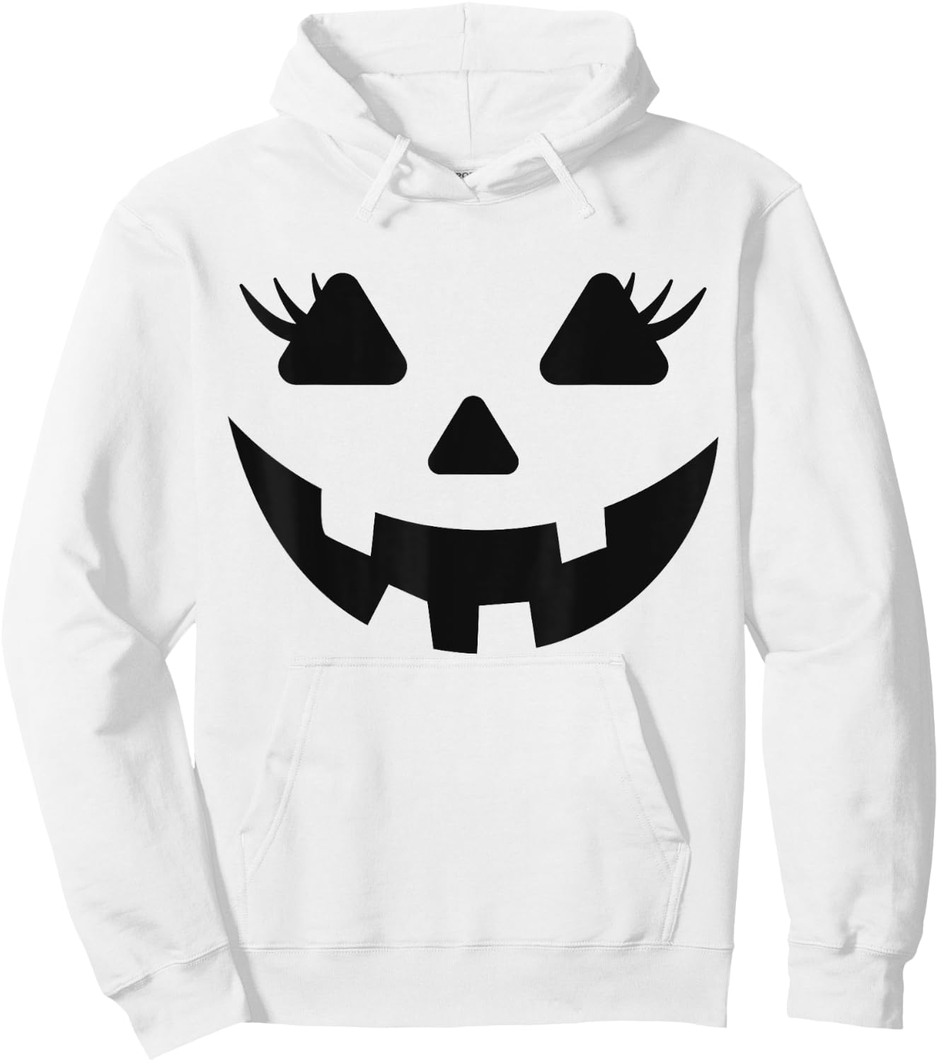 Jack O Lantern Face Pumpkin Eyelashes Halloween Women Girls Hoodie - Hoodie | White