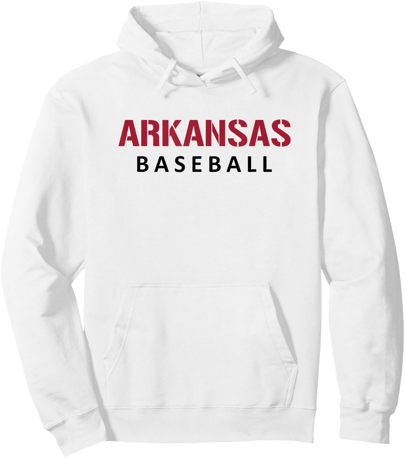 Arkansas Baseball Block and Stencil Font Hoodie - Hoodie | White