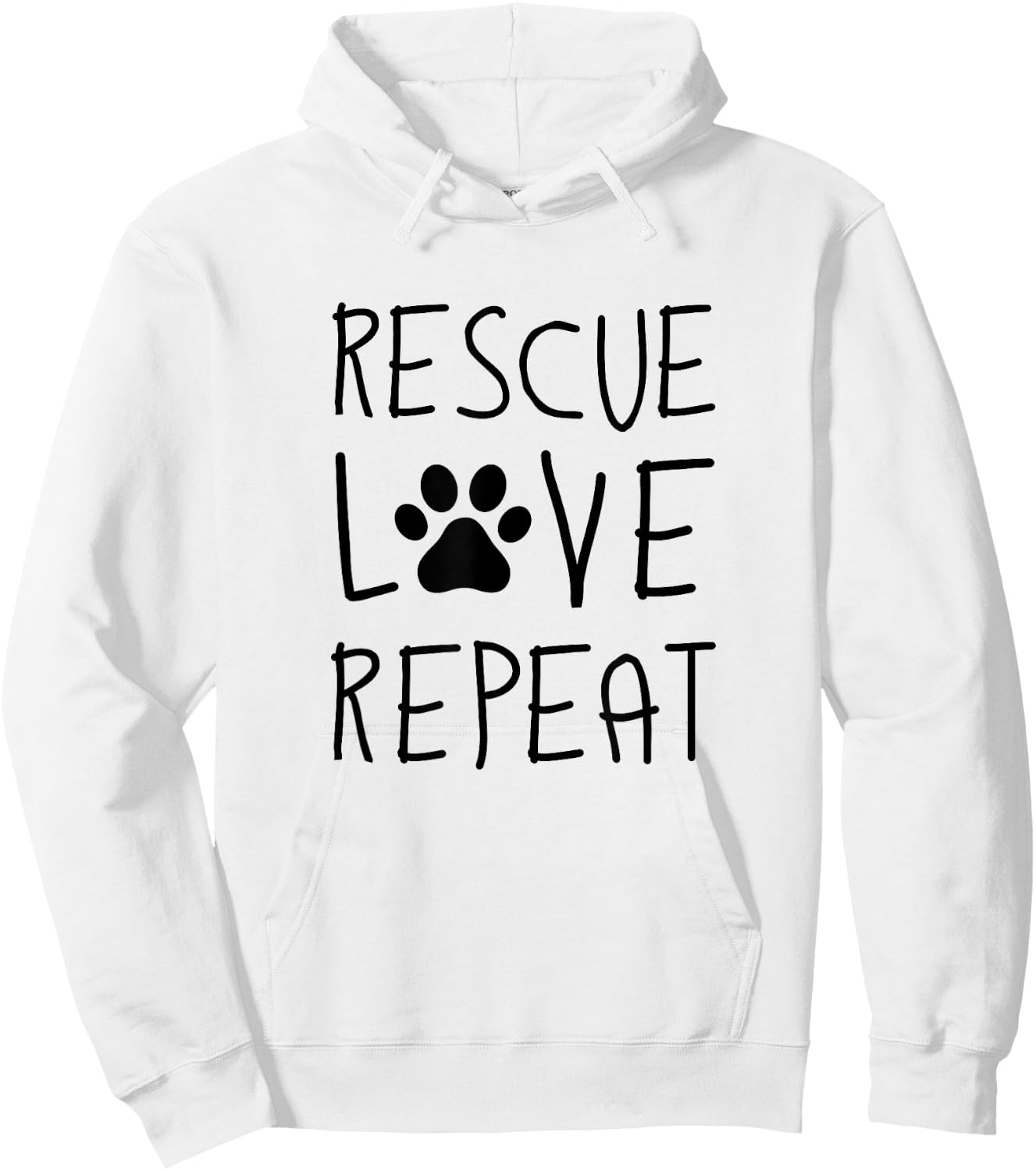 Dog Rescue Love Repeat Adopt Awareness Hoodie - Hoodie | White