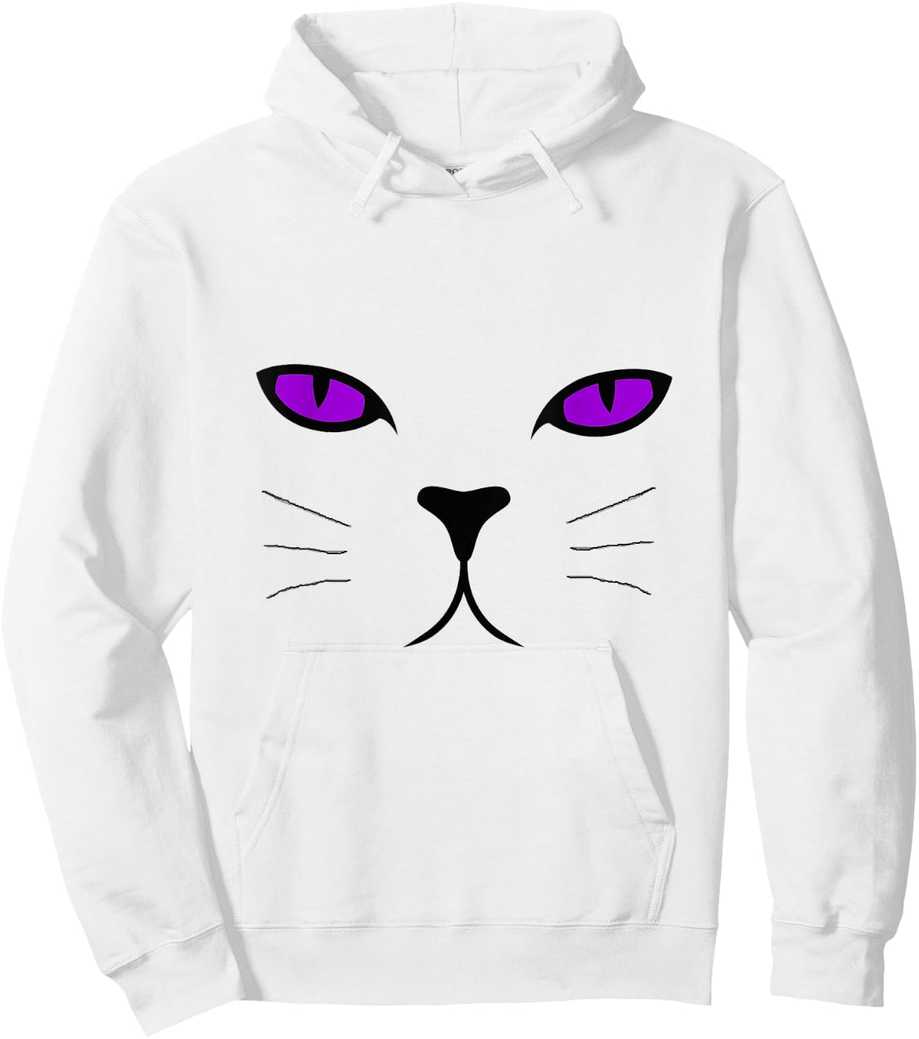 Giant Cat Face Purple Eyes Halloween Costume Shirt Men Women Kids Hoodie - Hoodie | White
