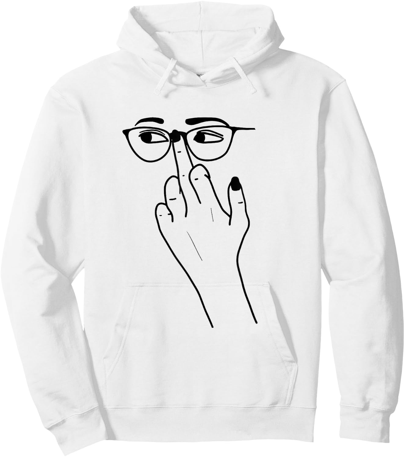 Glasses Middle Finger Attitude Hoodie - Hoodie | White