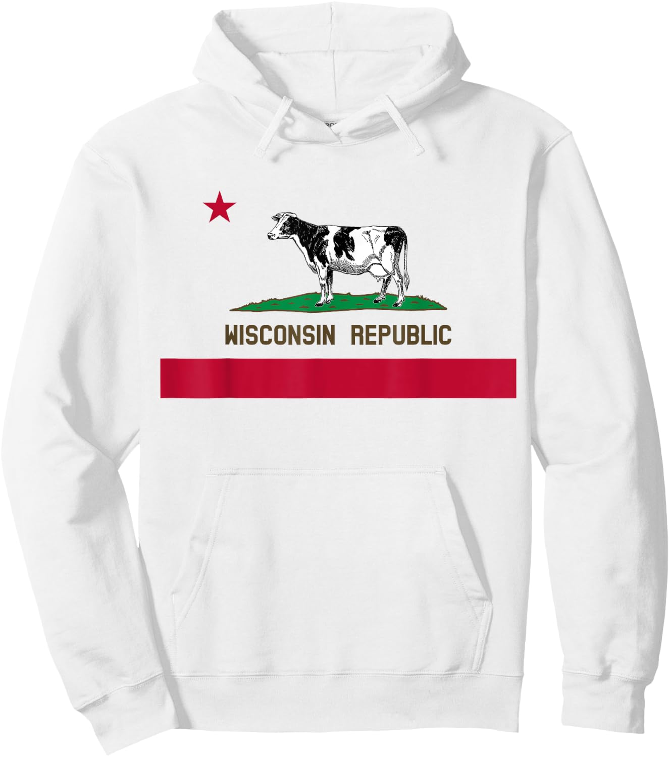 California Style Wisconsin State Flag Hoodie - Hoodie | White