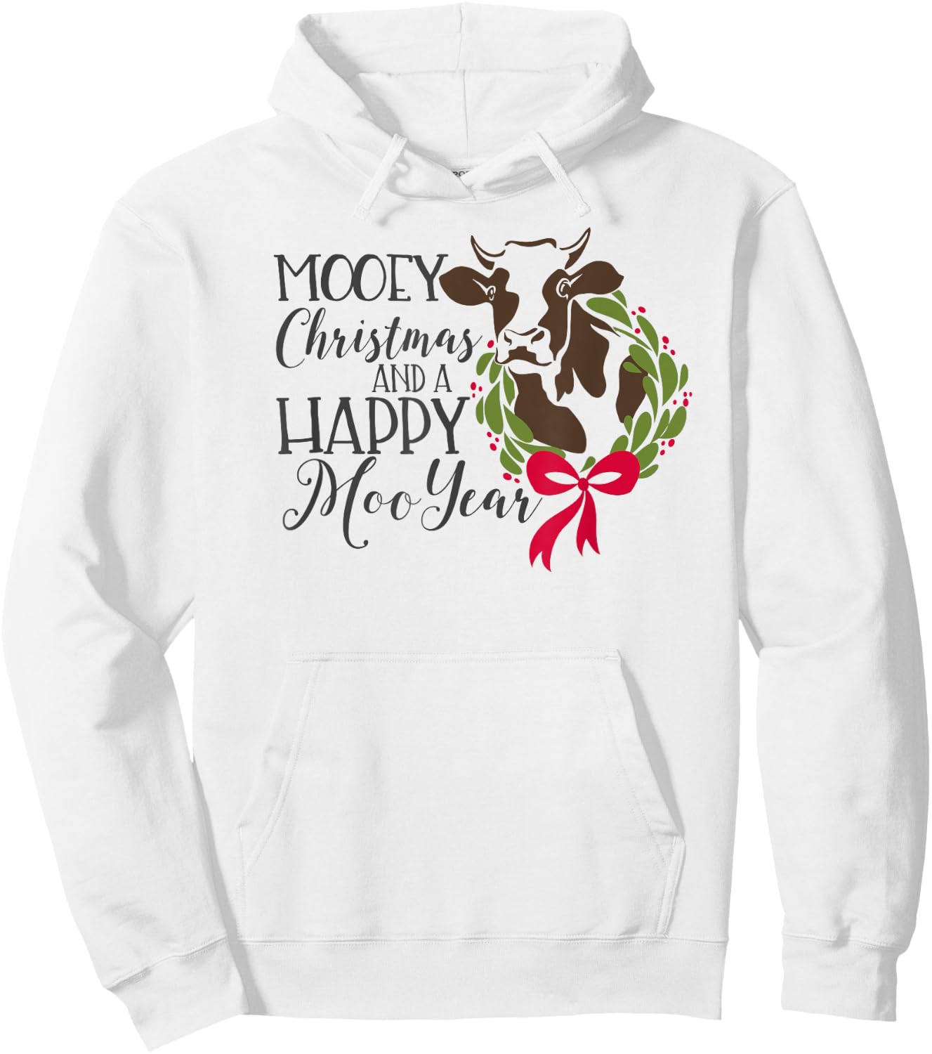 Mooey Christmas And Happy Moo Year Cow Hoodie - Hoodie | White