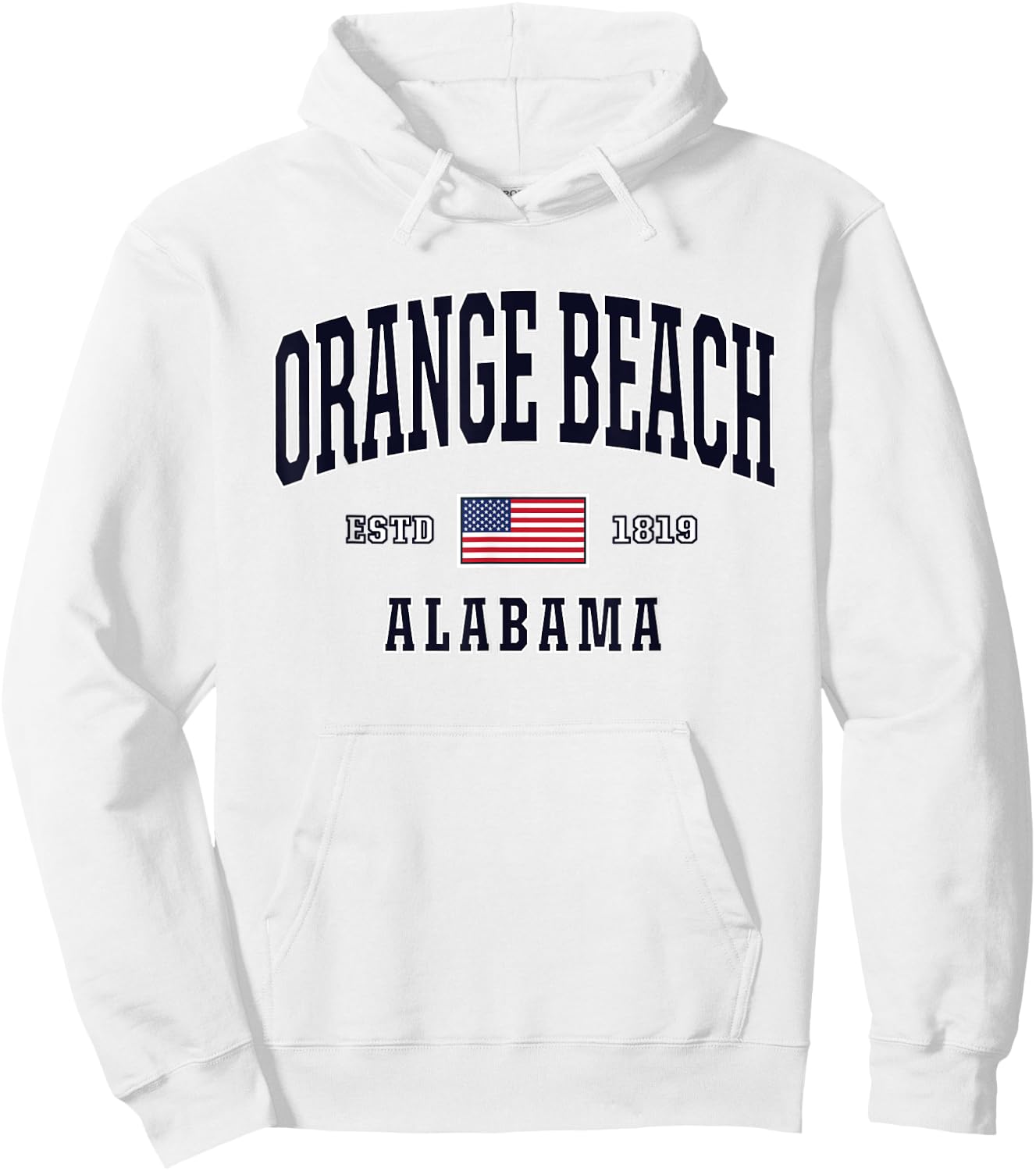 USA FLAG Stars & Stripes Orange Beach Alabama Hoodie - Hoodie | White