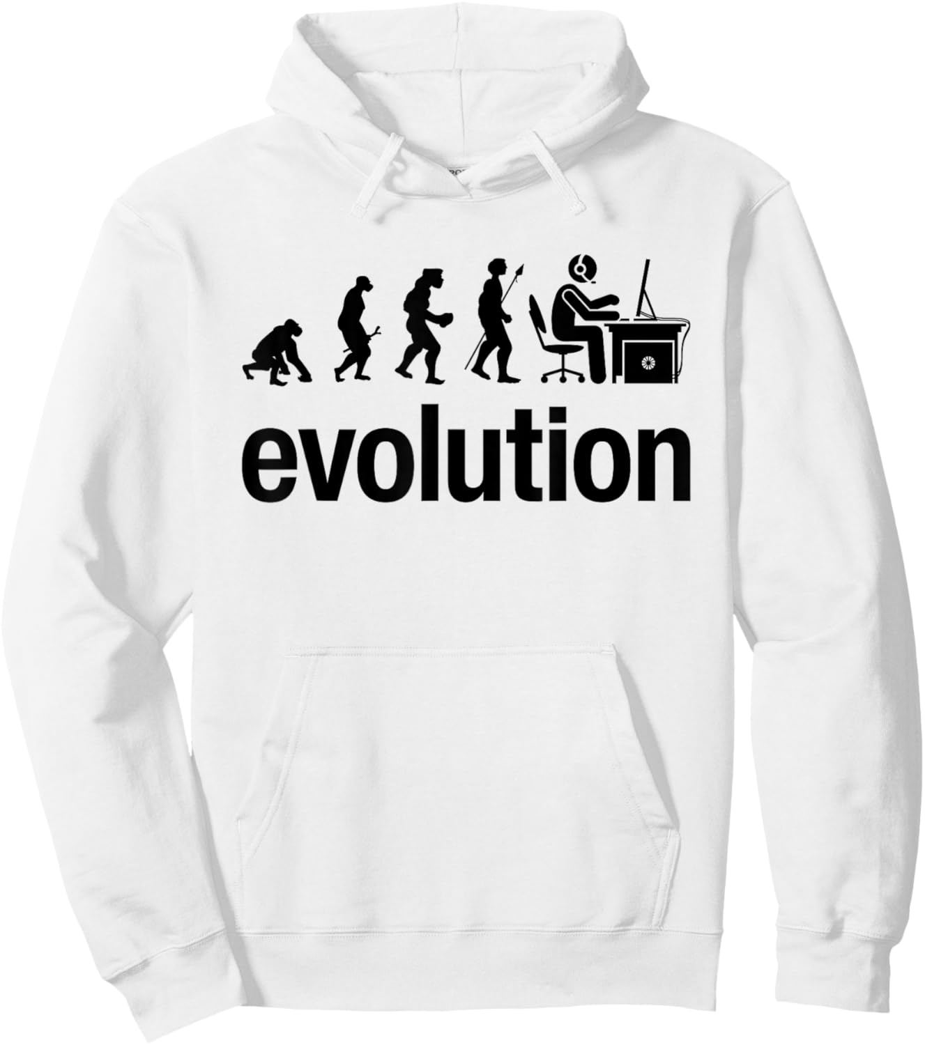 Human Evolution Of Man Geek Gamer Funny Computer IT Nerd Hoodie - Hoodie | White