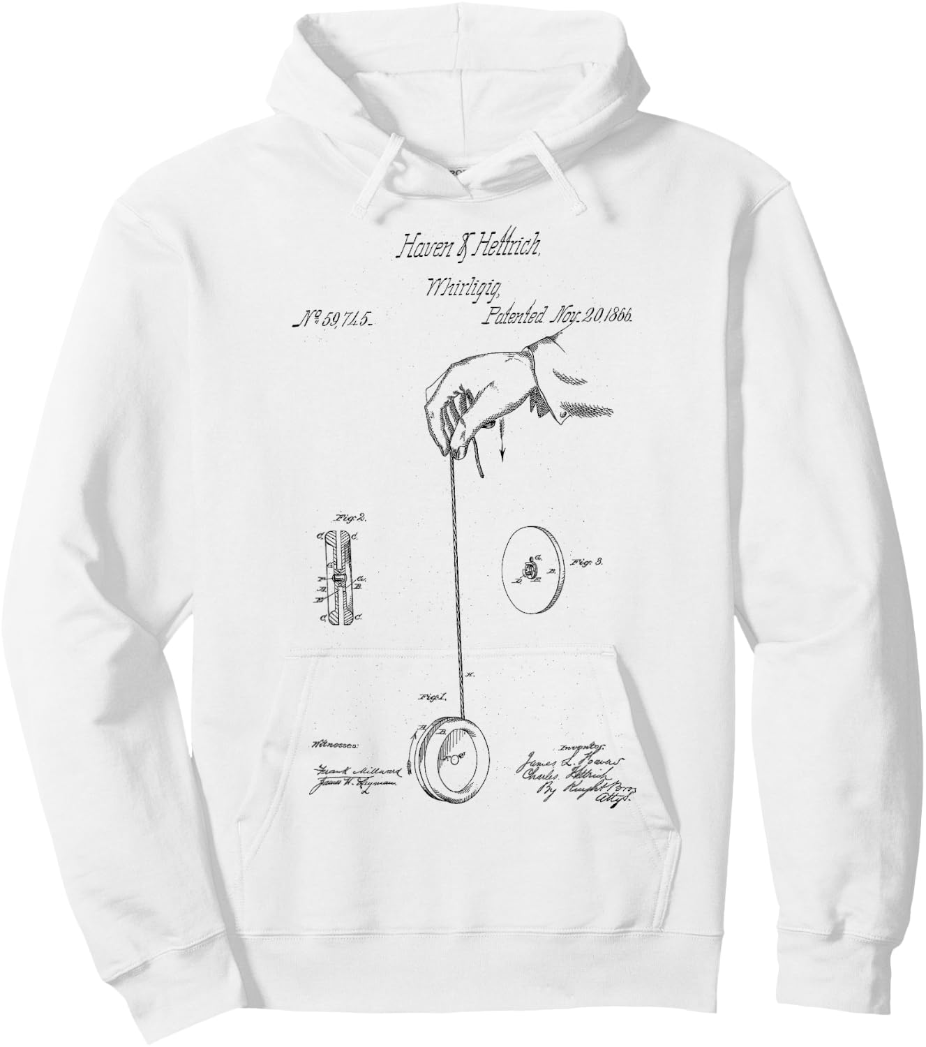 Yoyo Vintage Yo-Yo print patent yoyo player Yo Yo Tricks Hoodie - Hoodie | White