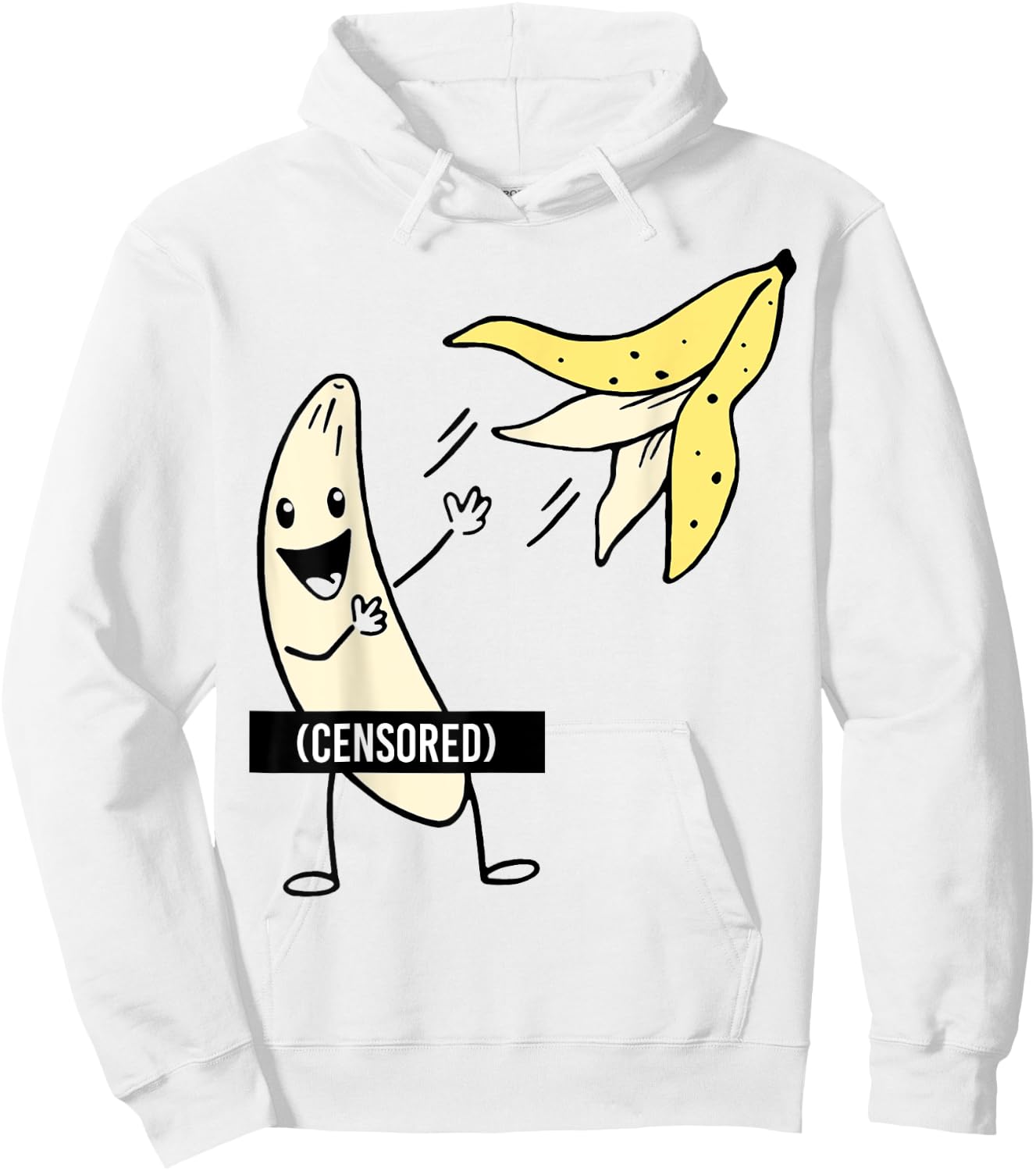 Censored Banana Throwing Off His Peel Hoodie - Hoodie | White